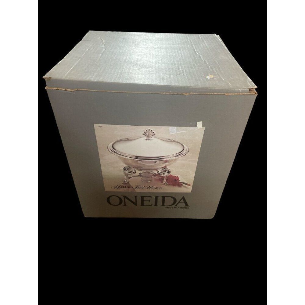 NOB Oneida Silver Plated Jefferson Food Warmer Ovenware Glass Liner 2 Quart